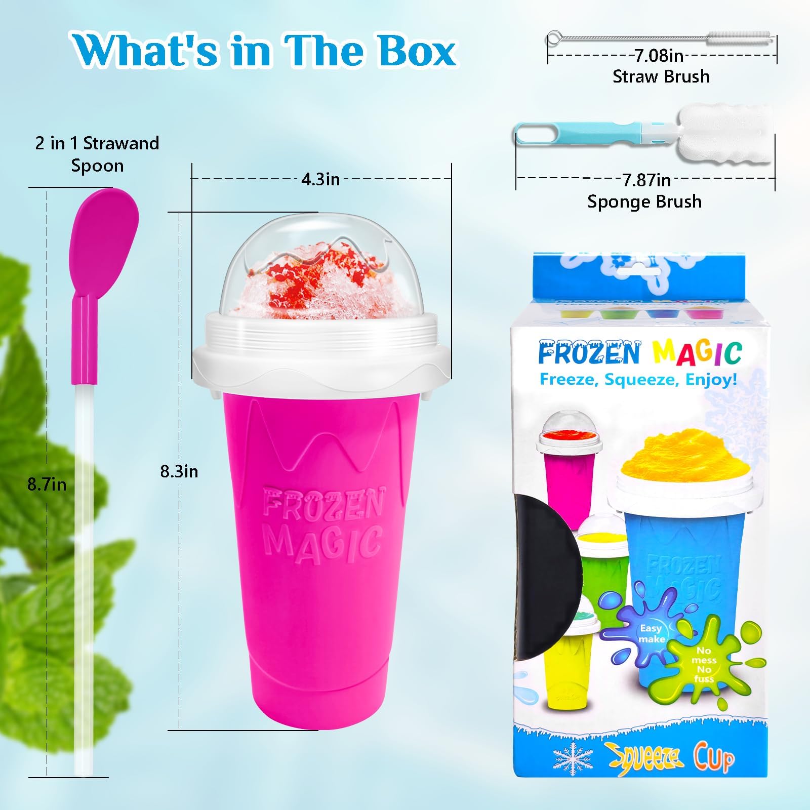 FASIBULEI Slushie Maker Cup en uso, prepara smoothies instantáneos sin electricidad.