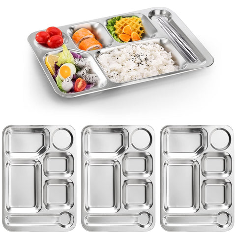 Bandeja dividida de Fasmov en acero inoxidable para porciones organizadas.