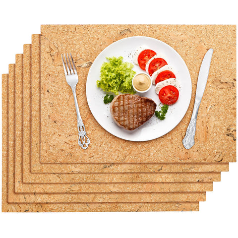 Manteles de corcho Fasmov, juego de 6, protegen la mesa y evitan marcas.