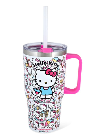 Termo Hello Kitty de Fast Forward, vista frontal, mantiene bebidas a temperatura estable durante clases.