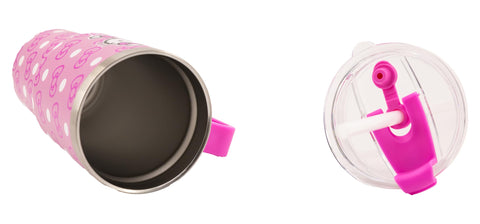 Diseño vibrante Hello Kitty en botella de acero inoxidable, perfecta para niños.