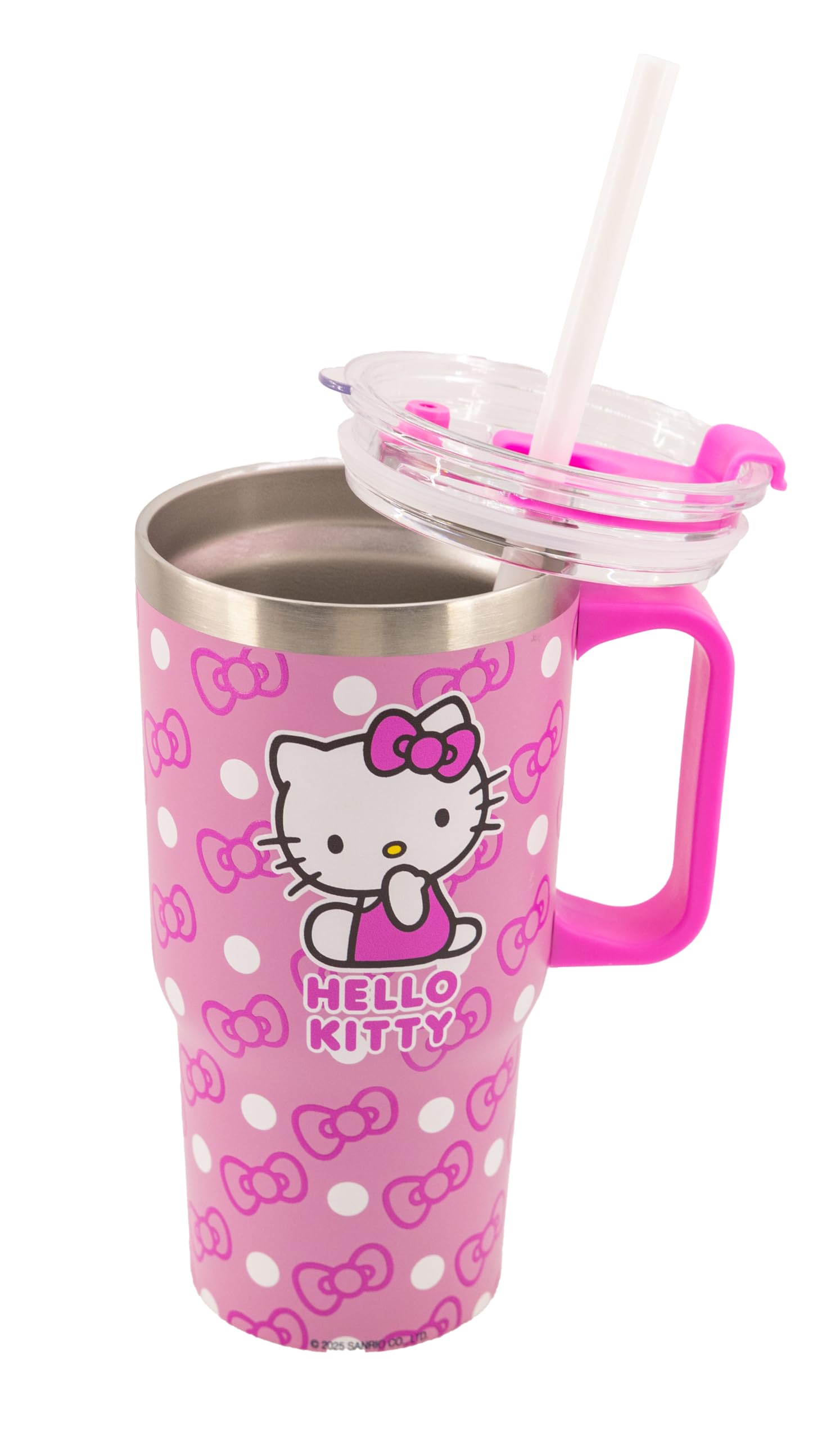 Tubo-paja integrada en la botella Fast Forward Hello Kitty para sorber sin derrames.