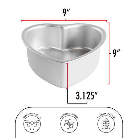 Fat Daddio's pan-corazon-8x3 en cocina, horneado uniforme gracias al aluminio anodizado.