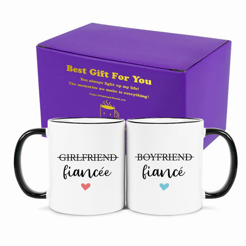 Taza Fatbaby Pareja Compromiso 11oz, ideal para regalo de novios.