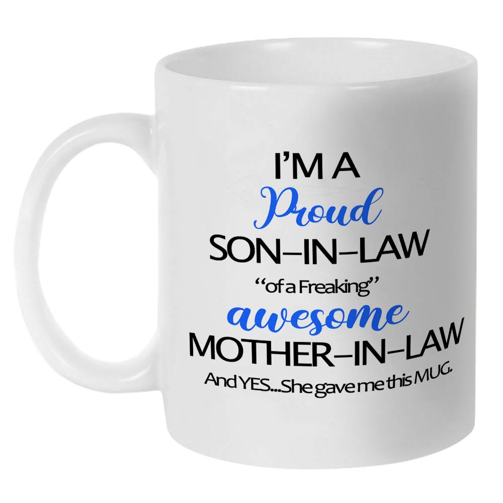 Taza Fatbaby con frase graciosa para el yerno, ideal regalo con humor.