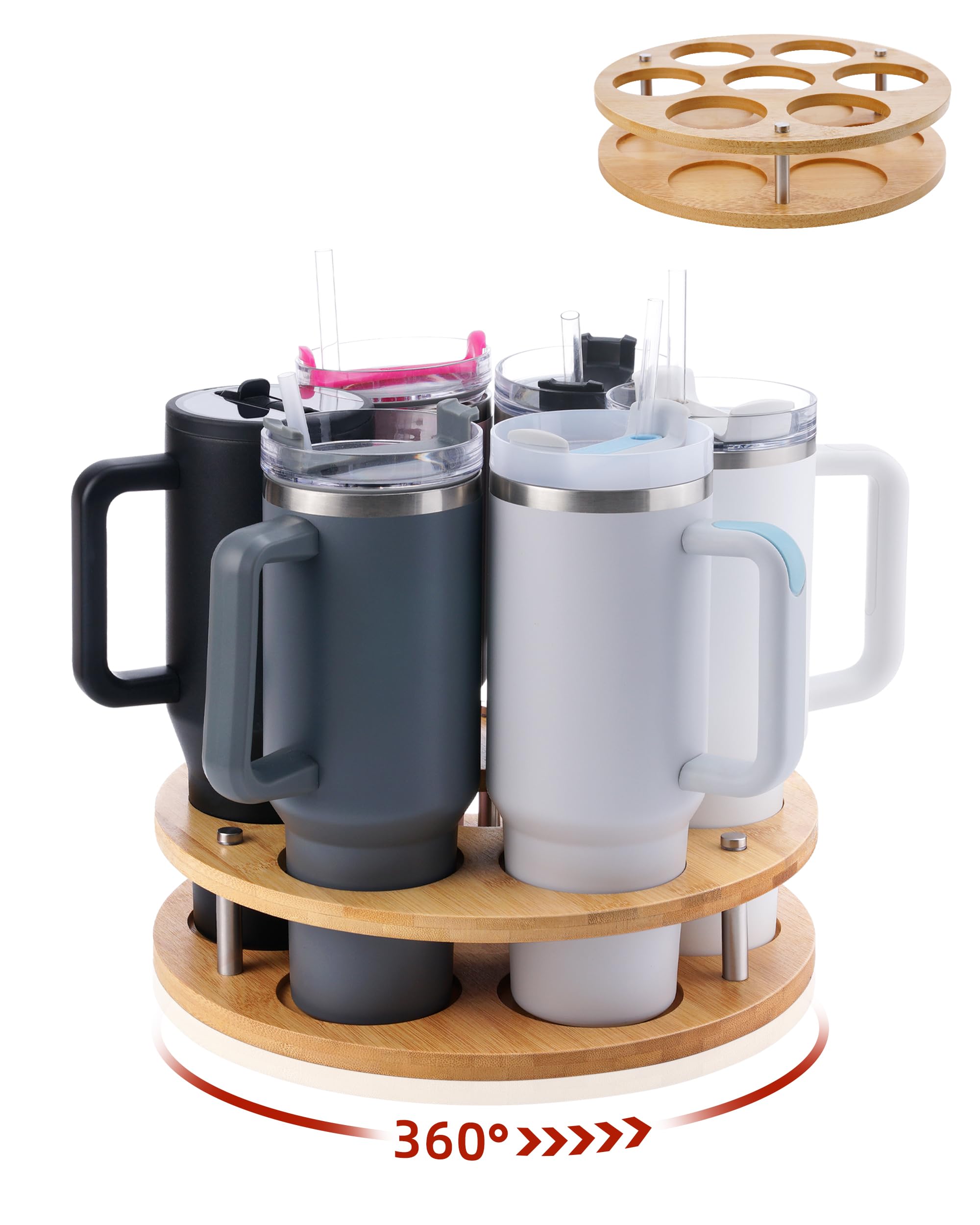 FAITIO organizador giratorio de madera para vasos con giro de 360° facilita el acceso.