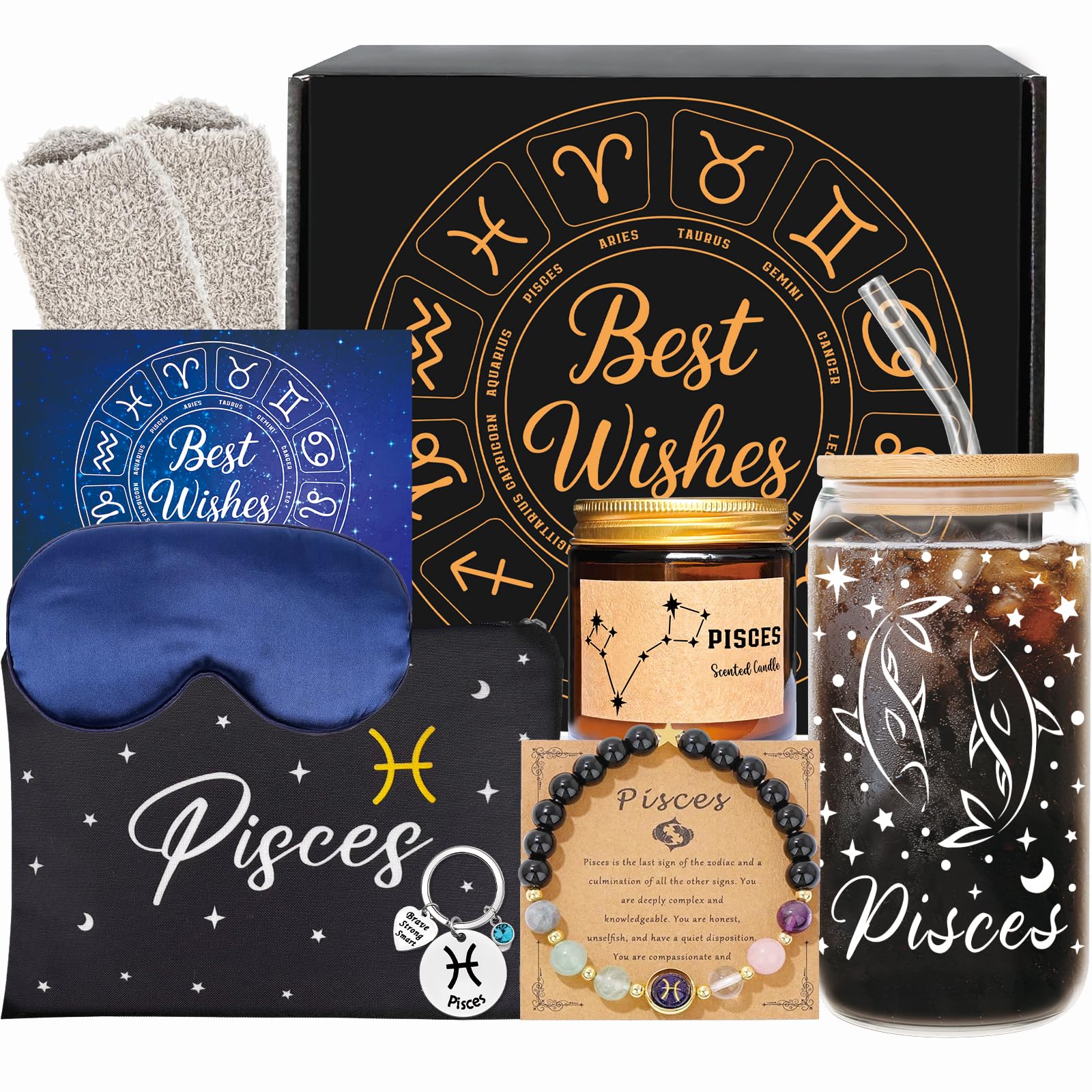 FatWongcoi Pisces: vaso de vidrio 16oz para bebidas frías y estilo