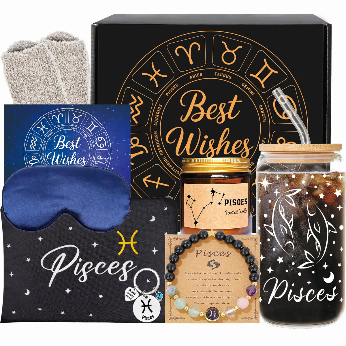 FatWongcoi Pisces: vaso de vidrio 16oz para bebidas frías y estilo