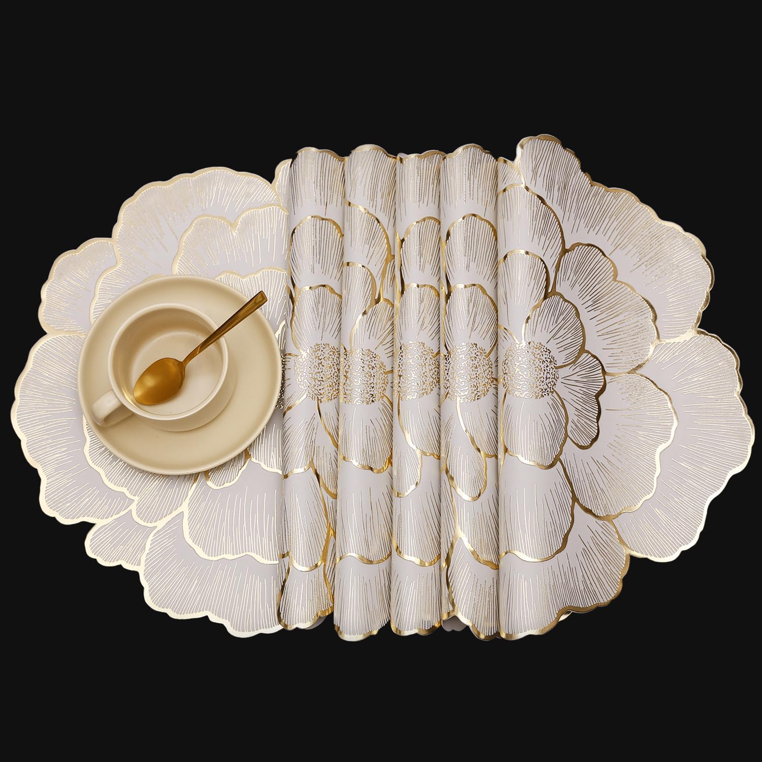 Manteles FAVE dorados redondos 15x15, duraderos y fáciles de limpiar, ideal para la mesa