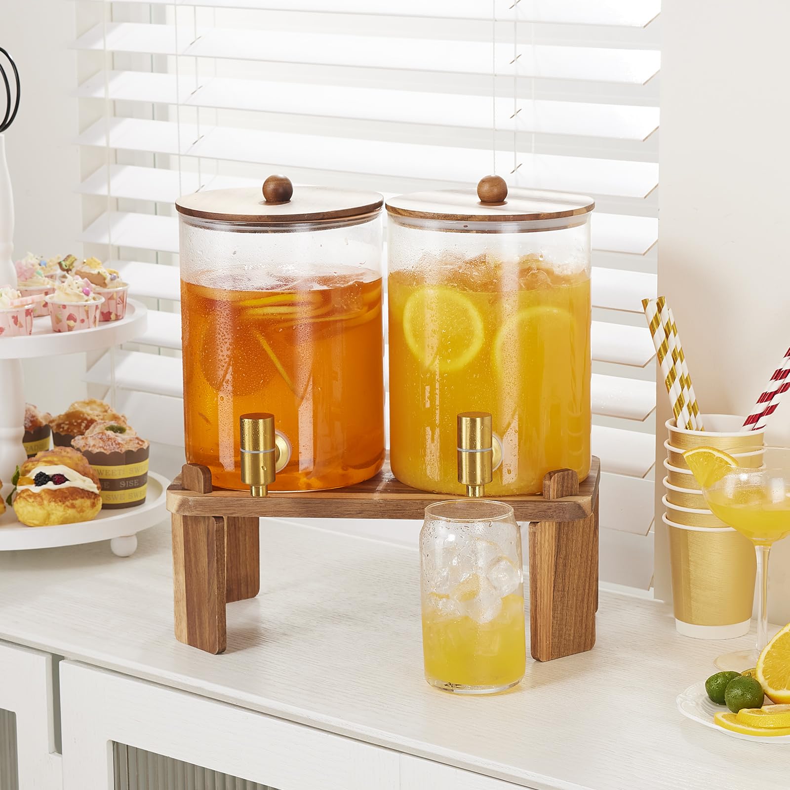 FavorFlavor conjunto 2 dispensadores de vidrio para eventos grandes