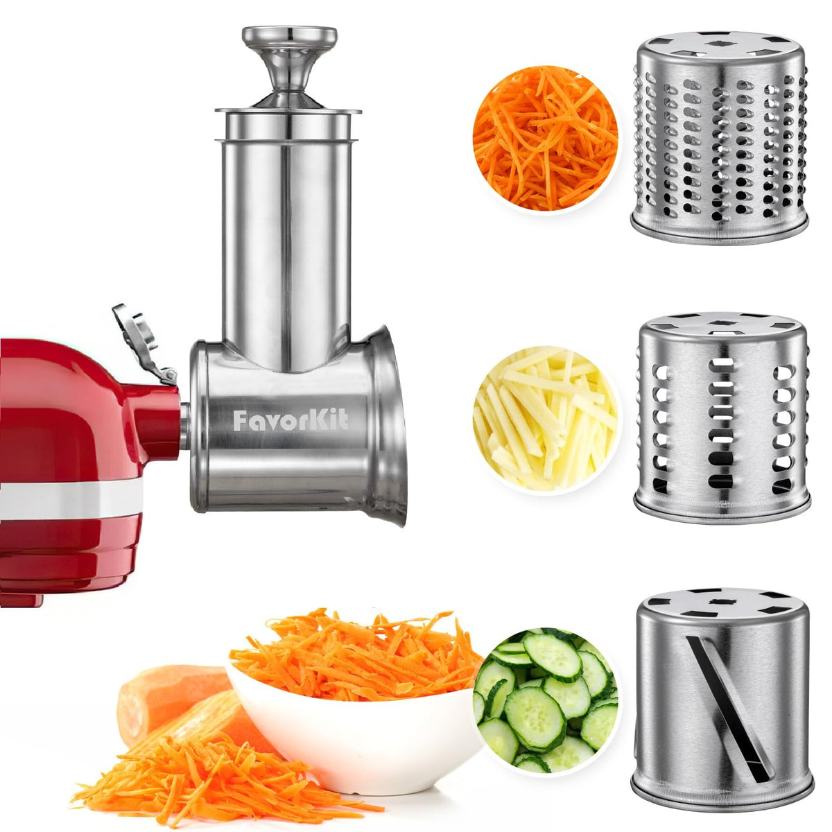 FavorKit cortador-rallador de acero inoxidable para cortes precisos