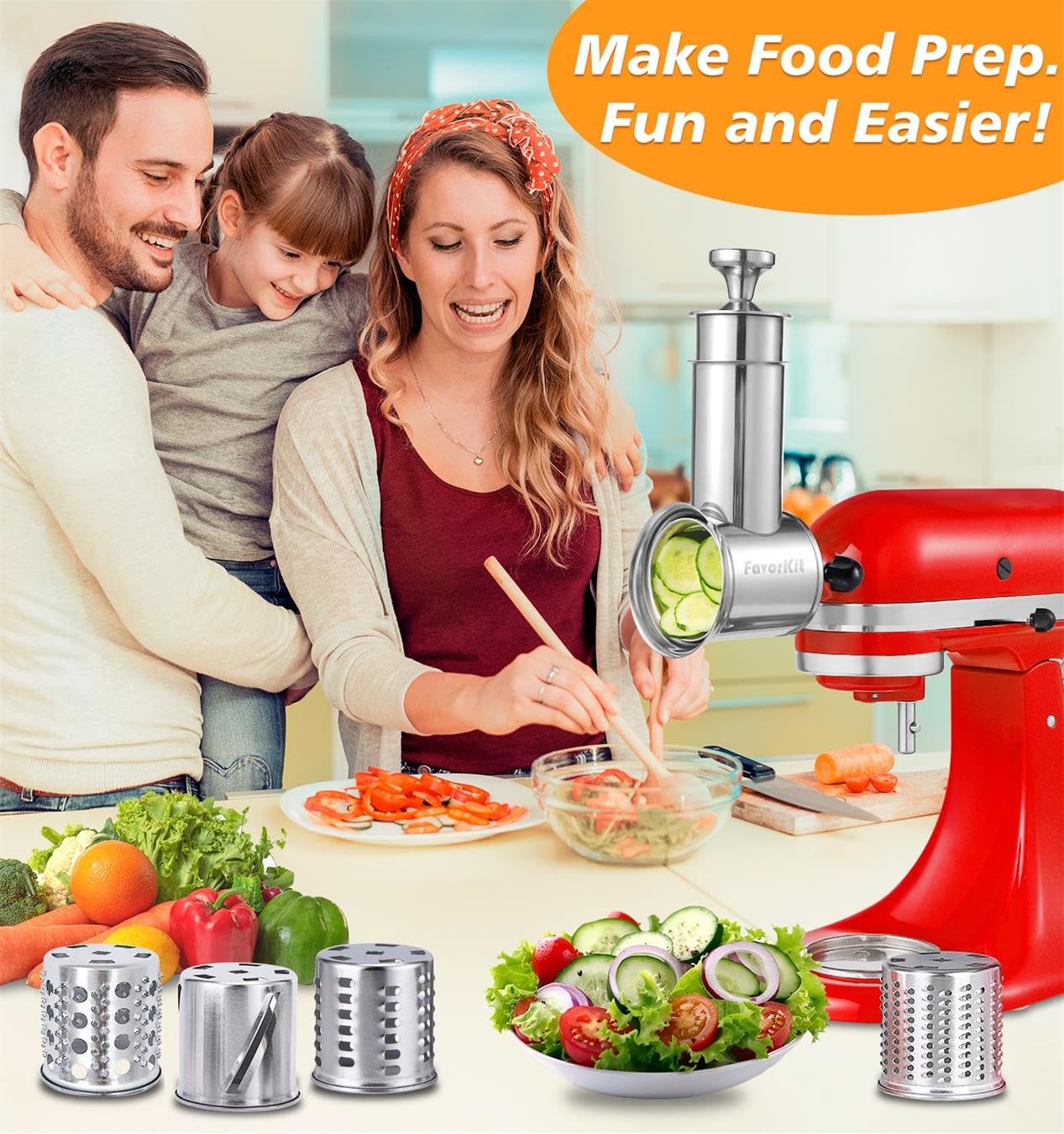 Cuchillas de acero inoxidable de FavorKit para cortar y rallar con precisión