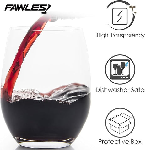 Vasos FAWLES de diseño clásico, base estable para evitar vuelcos.