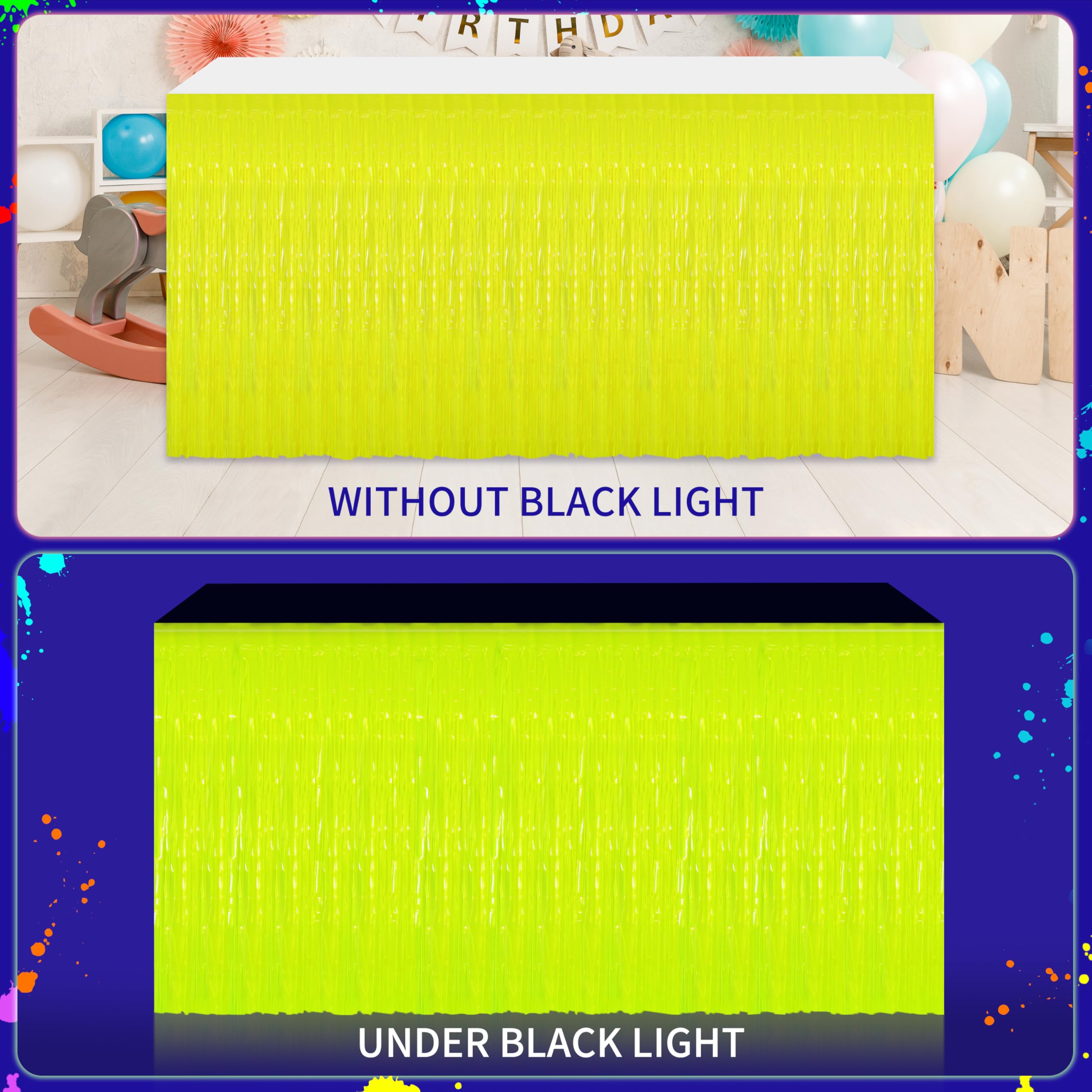 Cortinas neon Fayoo para mesa naranja, efecto brillo para bodas y cumpleaños