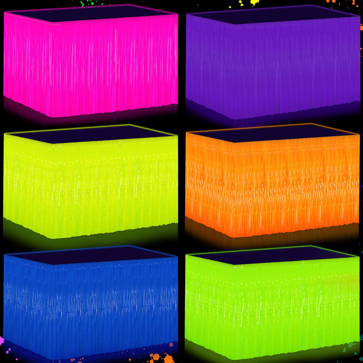 Cortinas neon Fayoo para mesa rosa, brillan bajo UV para fiestas vibrantes