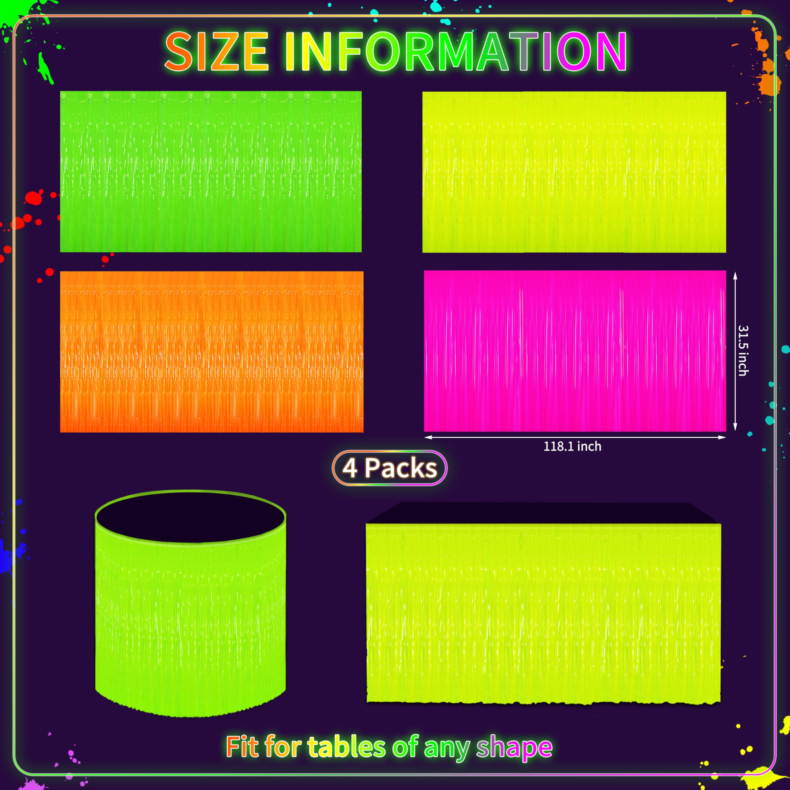 Fayoo: falda de mesa neon naranja para raves y eventos luminosos.