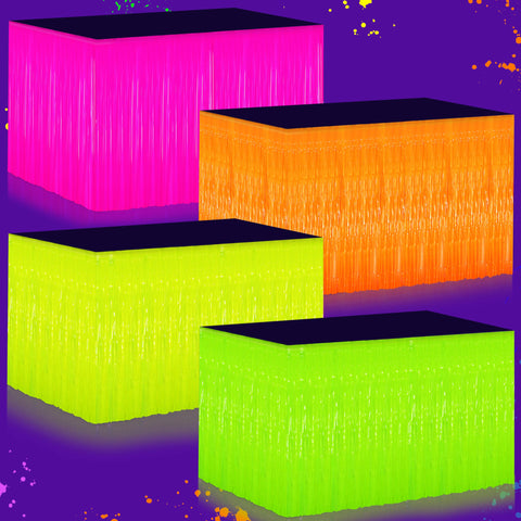 Fayoo: falda de mesa neon rosa ideal para fiestas y iluminación UV.