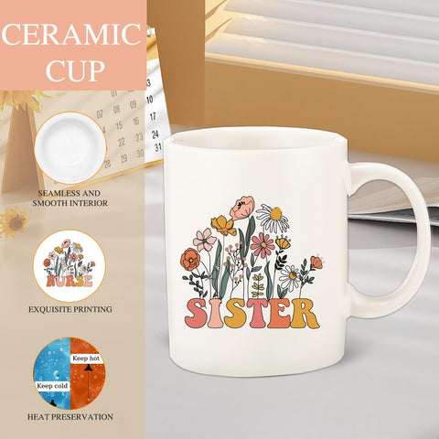 fcaylo taza cafe disenos florales, regalo ideal para hermanas