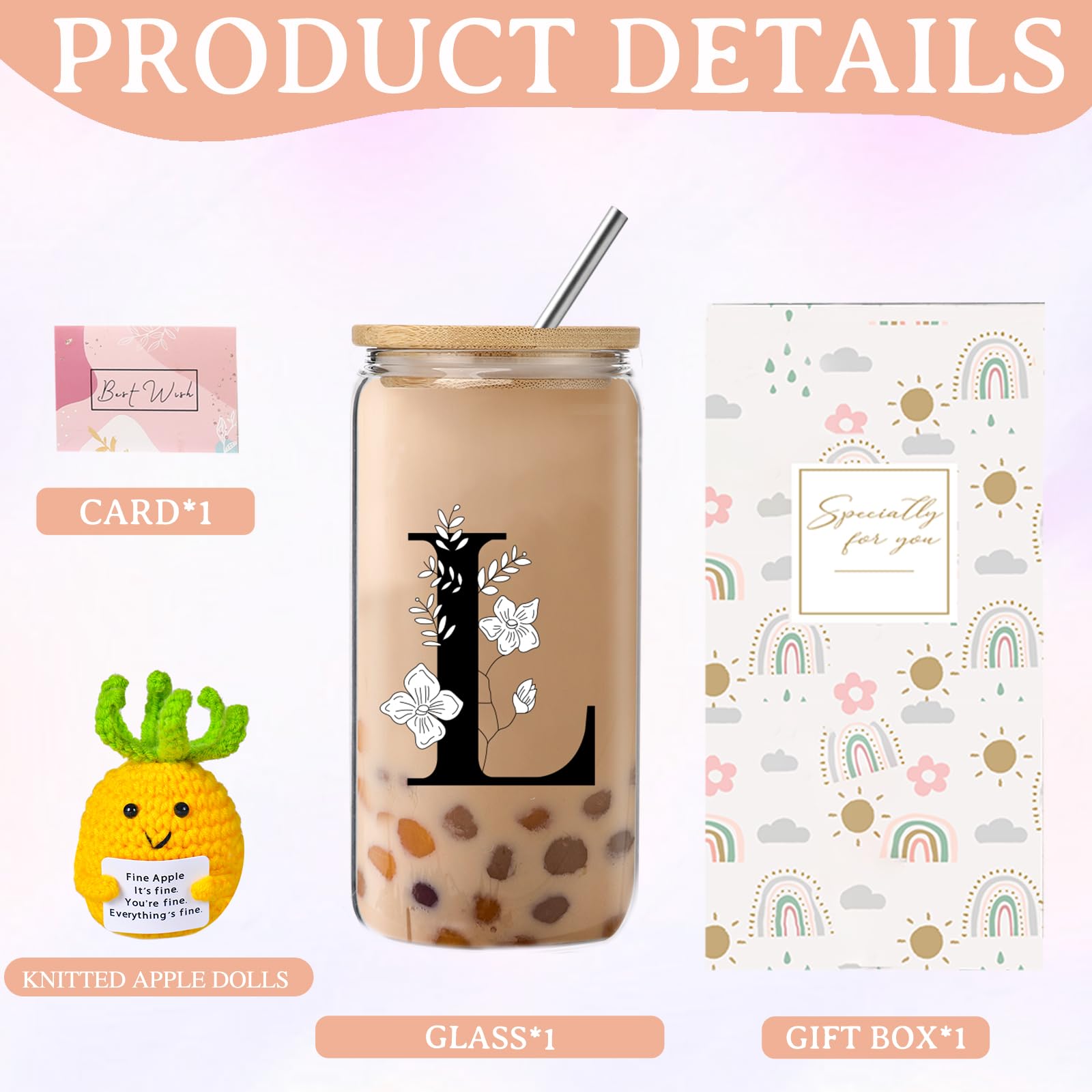 fcaylo vaso de vidrio con tapa y pajilla, práctico para llevar bebidas