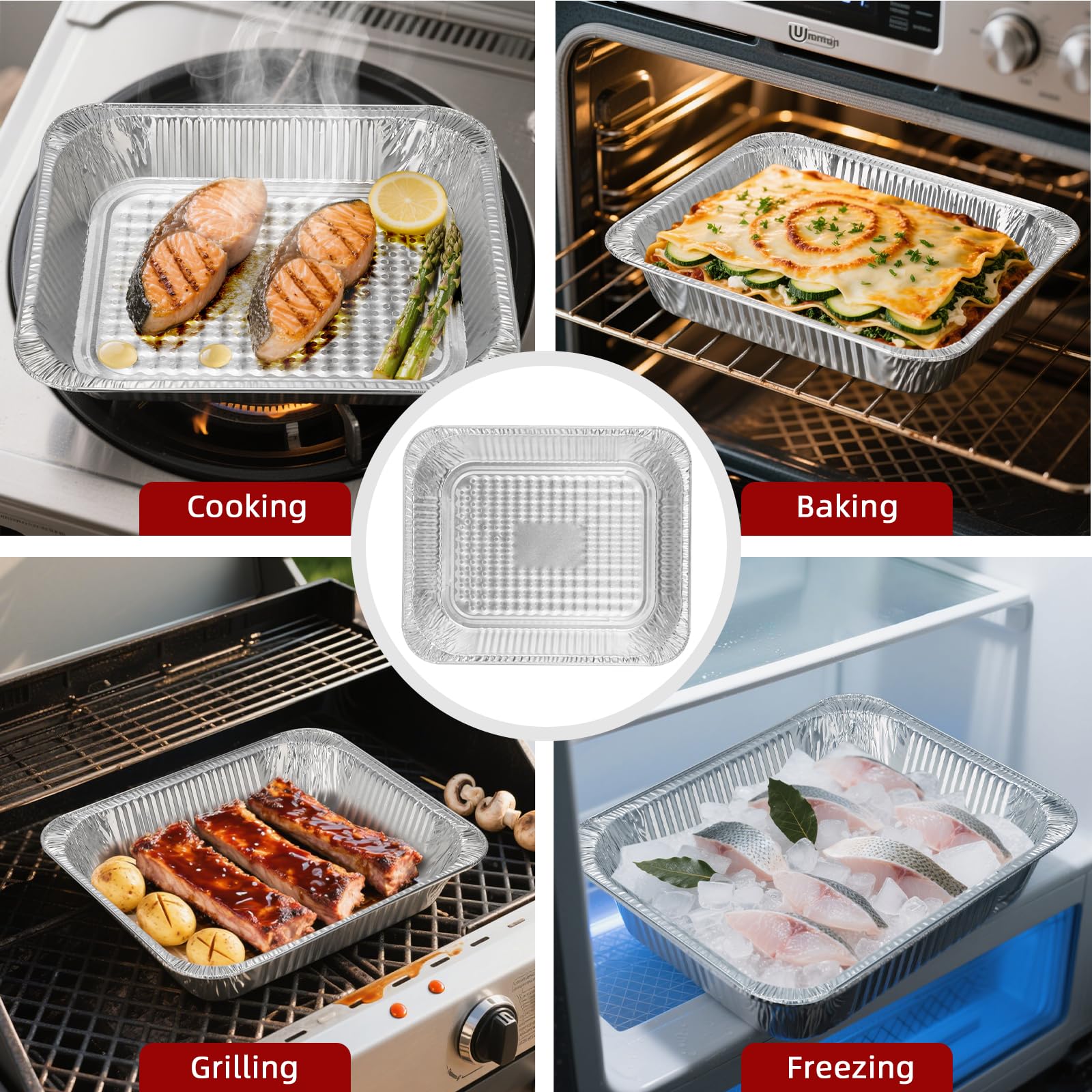 Fcotsm bandejas de aluminio seguras para horno, evitan derrames y facilitan limpieza