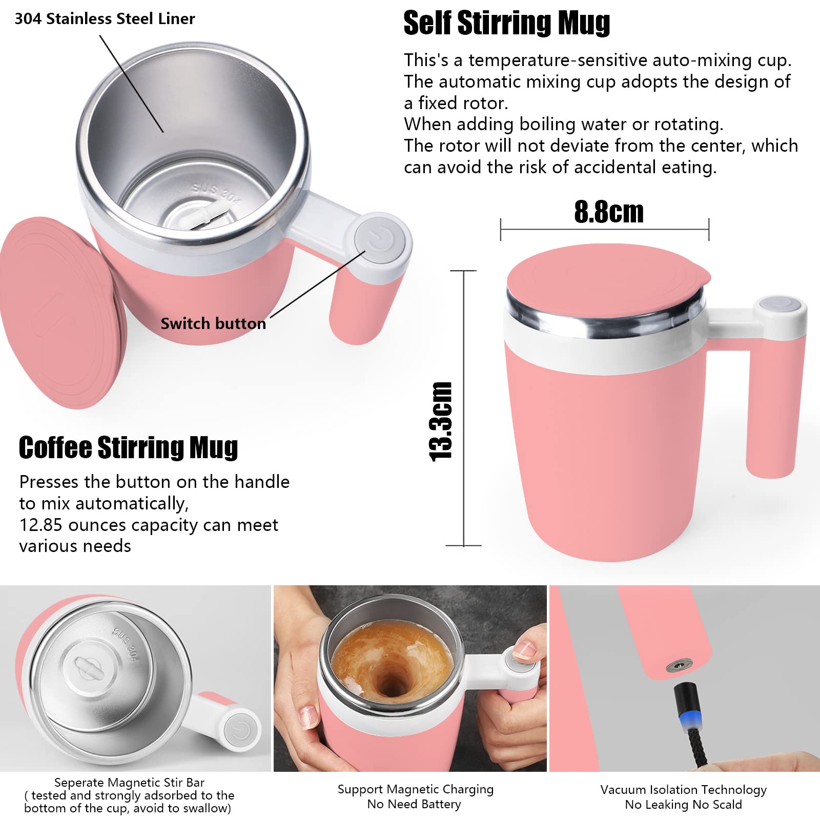 Taza FCSWEET con carga magnética en rosa lista para recargar