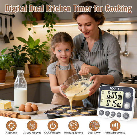 FCXJTU temporizador con pantalla grande y alto contraste para lectura rápida.