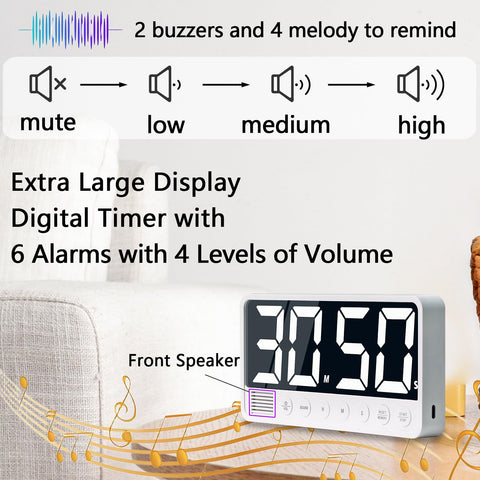 Alarma de seis tonos con volumen ajustable para casa o aula