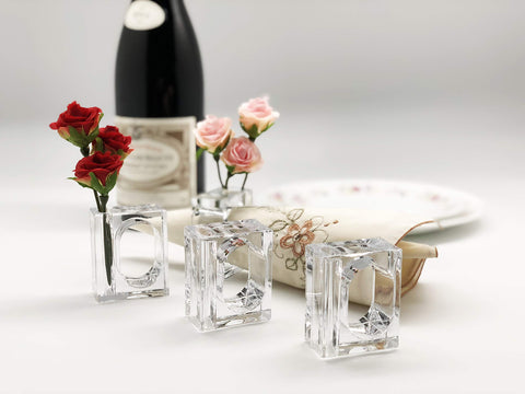 FDCuvée florero acrílico integrado en anillo para centro de mesa elegante.