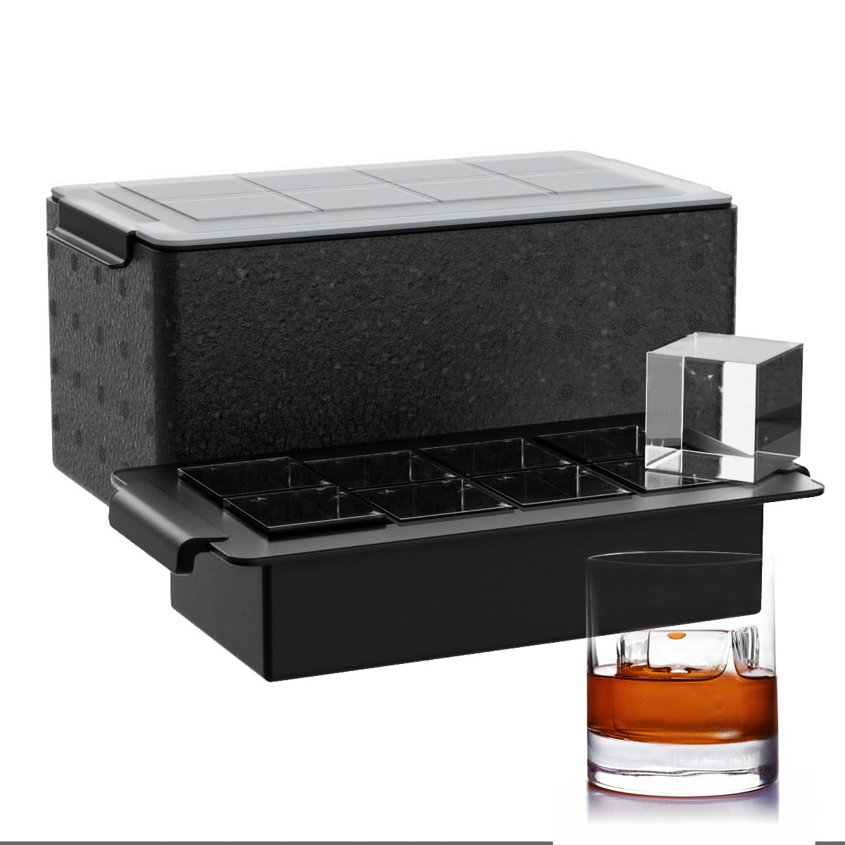 FDDBI bandeja de hielo transparente de 2 pulgadas, ideal para cócteles sin diluir.