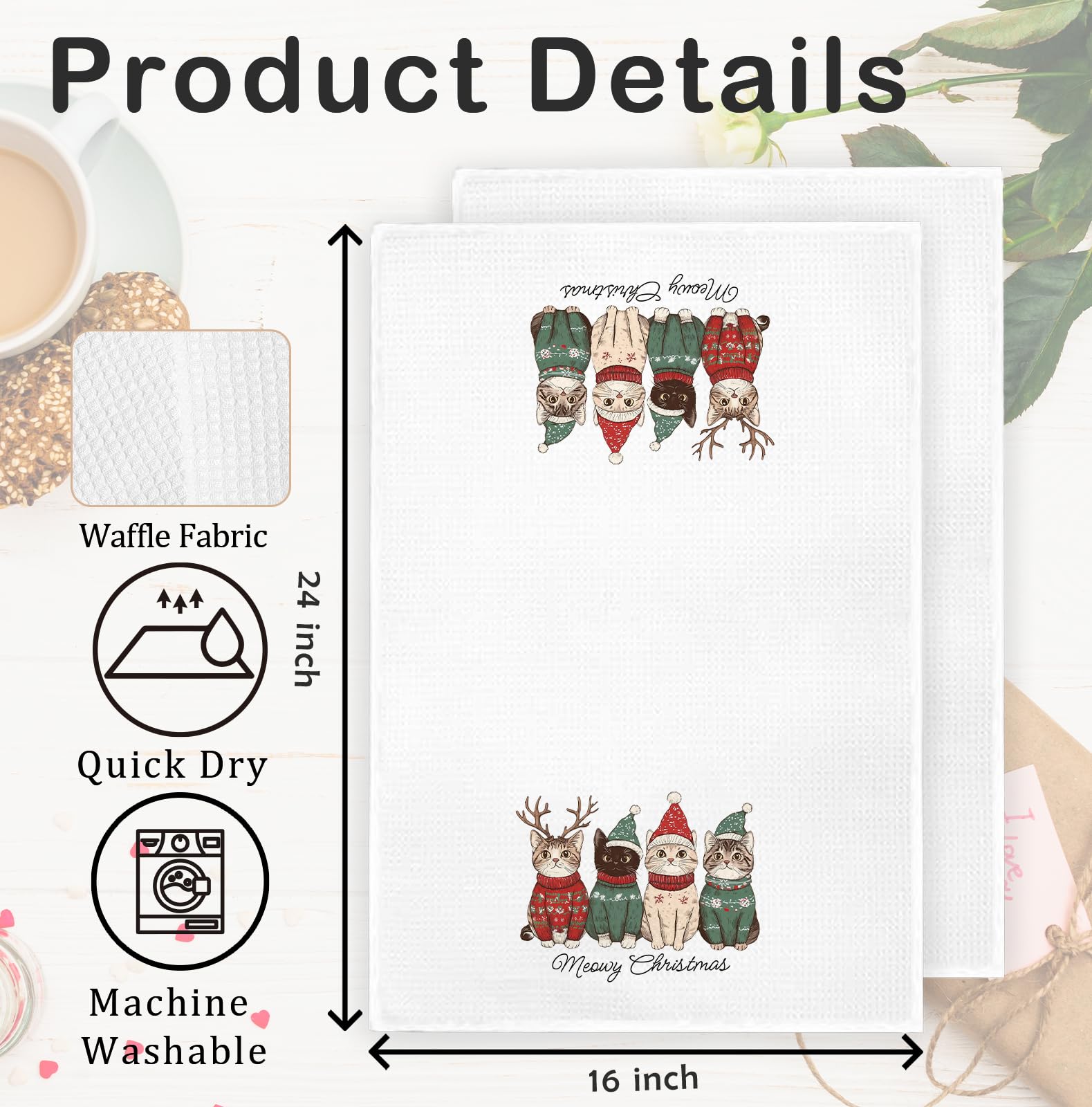 FDHSPAAM toalla cocina gato navidad, diseño festivo para uso diario