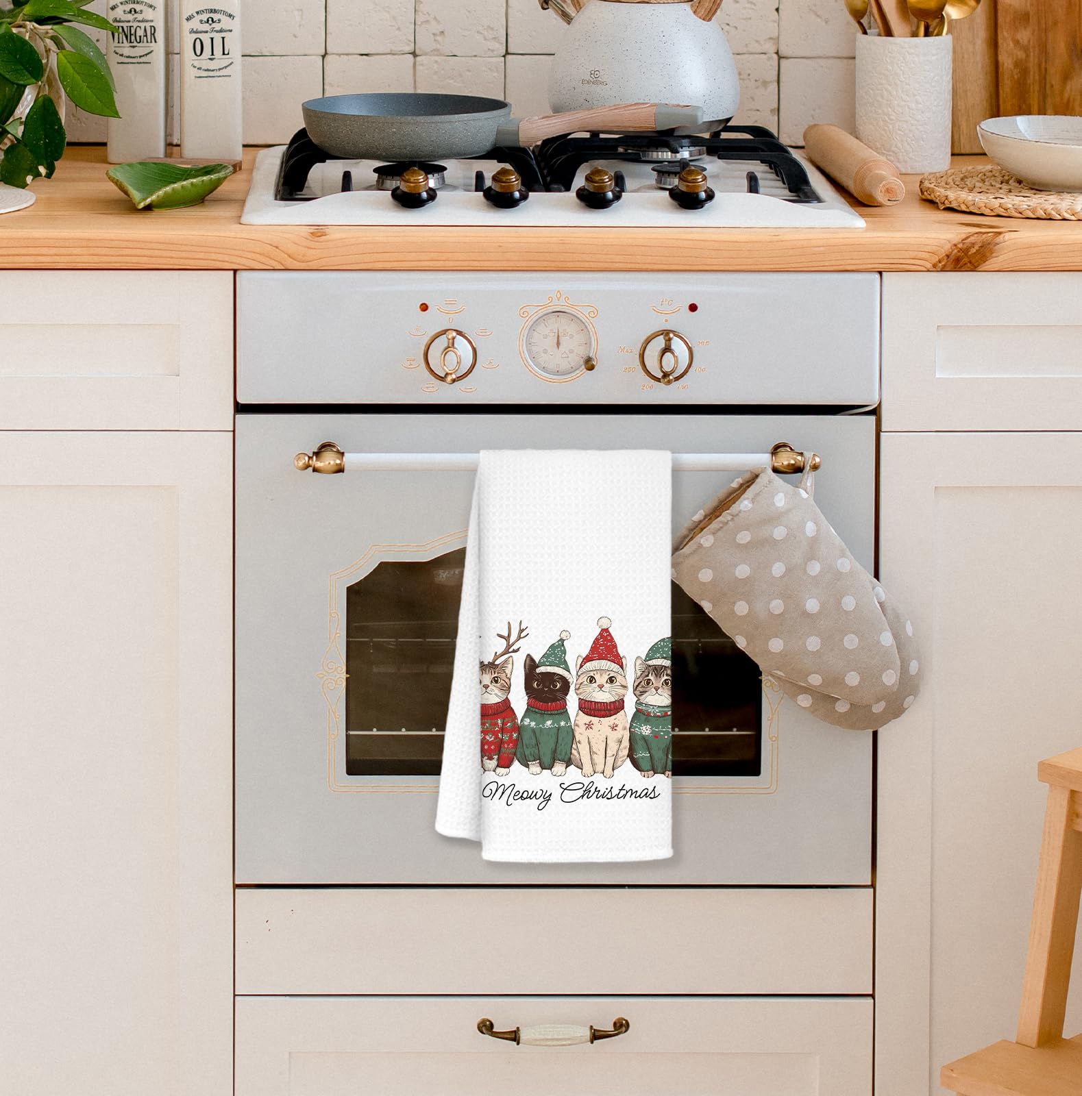 FDHSPAAM toalla cocina gato navidad, diseño encantador para fregadero y estantes