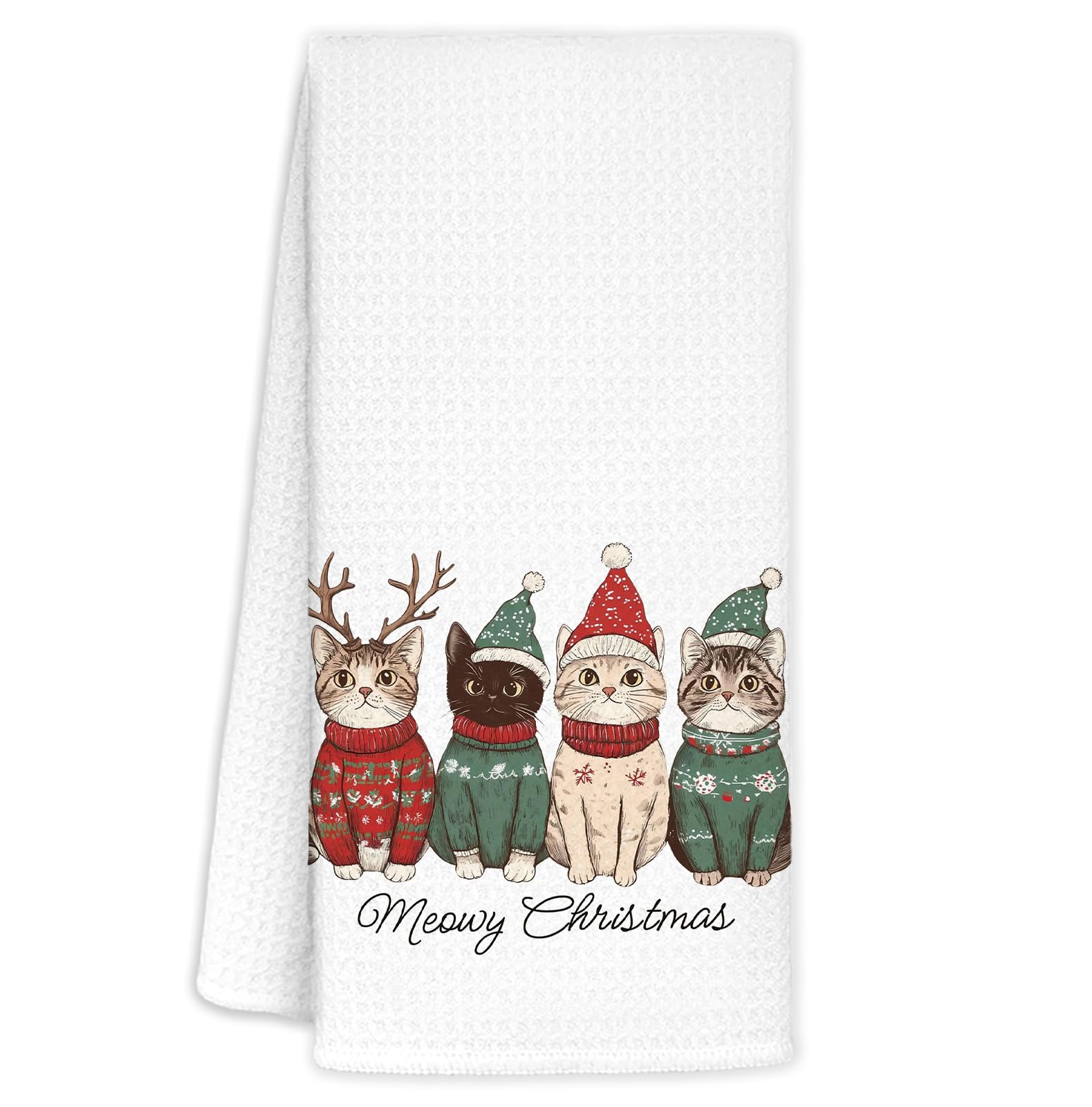 FDHSPAAM toalla cocina navidad gato santa-regalo, ideal para decorar y secar manos