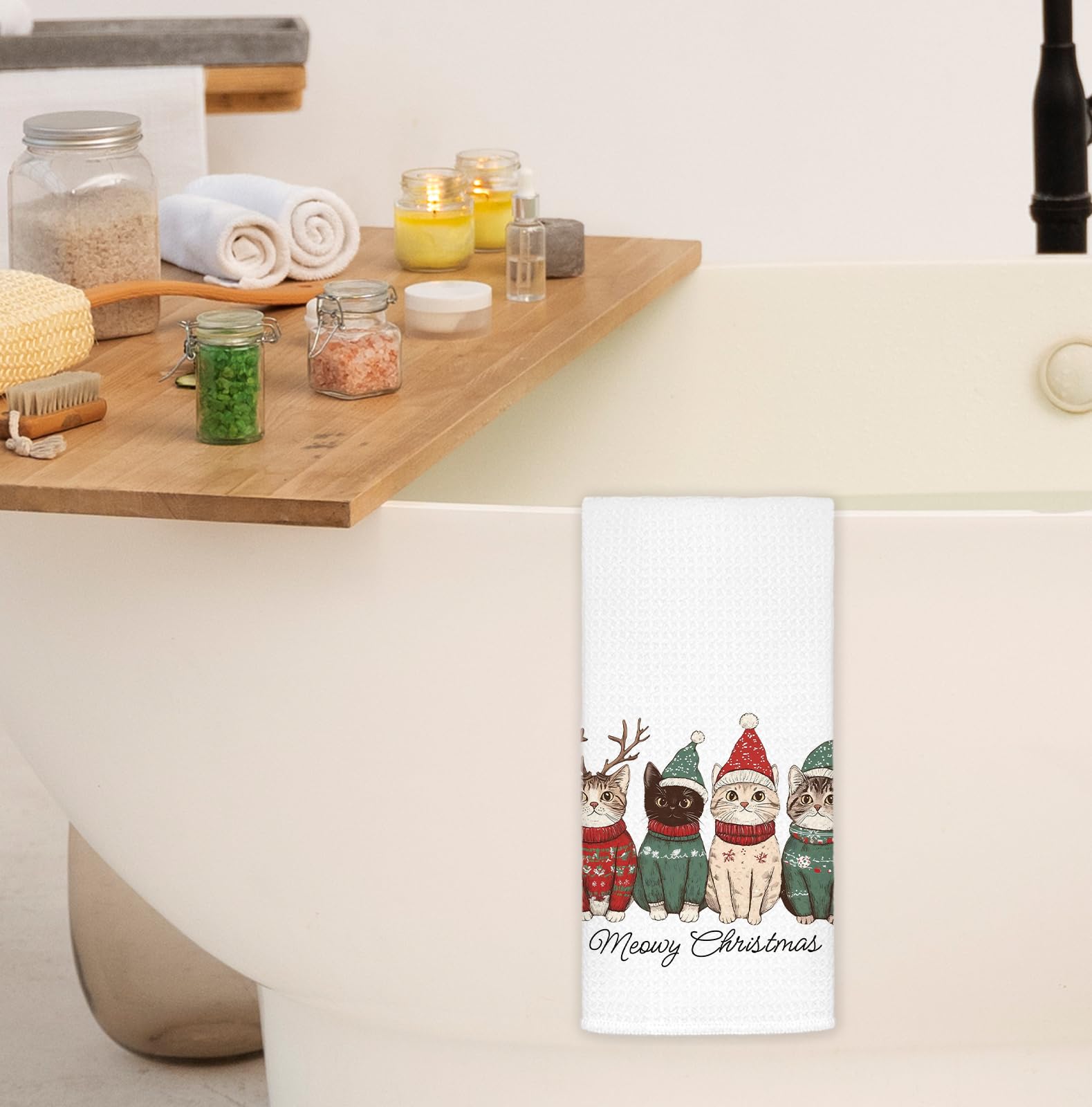 FDHSPAAM toalla regalo gato navidad, ideal para anfitriones y amantes de gatos