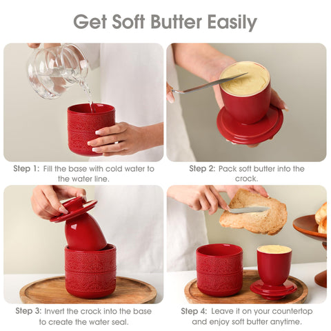 FE FUN ELEMENTS Butter Crock base de agua fría para frescura prolongada