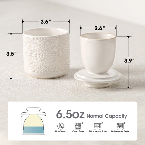 FE FUN ELEMENTS Butter Crock detalle encaje, toque elegante en la cocina