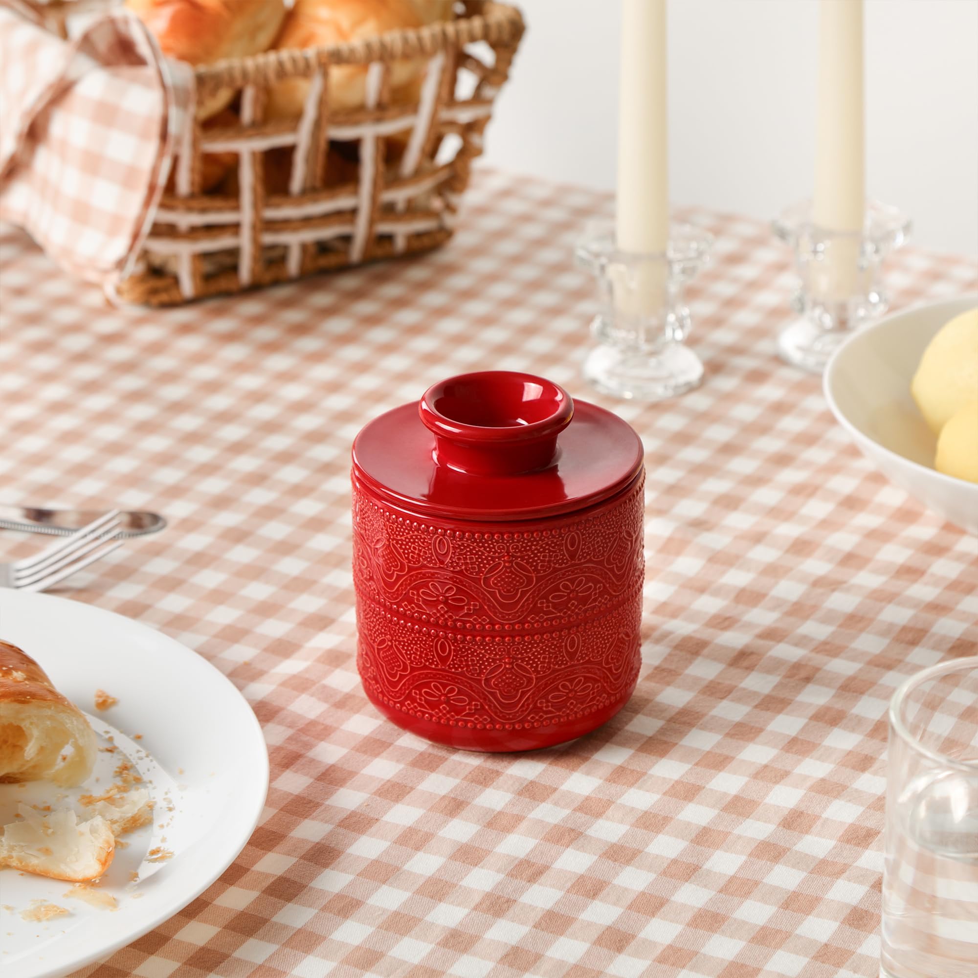 FE FUN ELEMENTS Butter Crock diseño elegante que realza la encimera