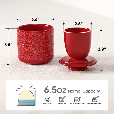 FE FUN ELEMENTS Butter Crock con diseño de encaje elegante en la superficie