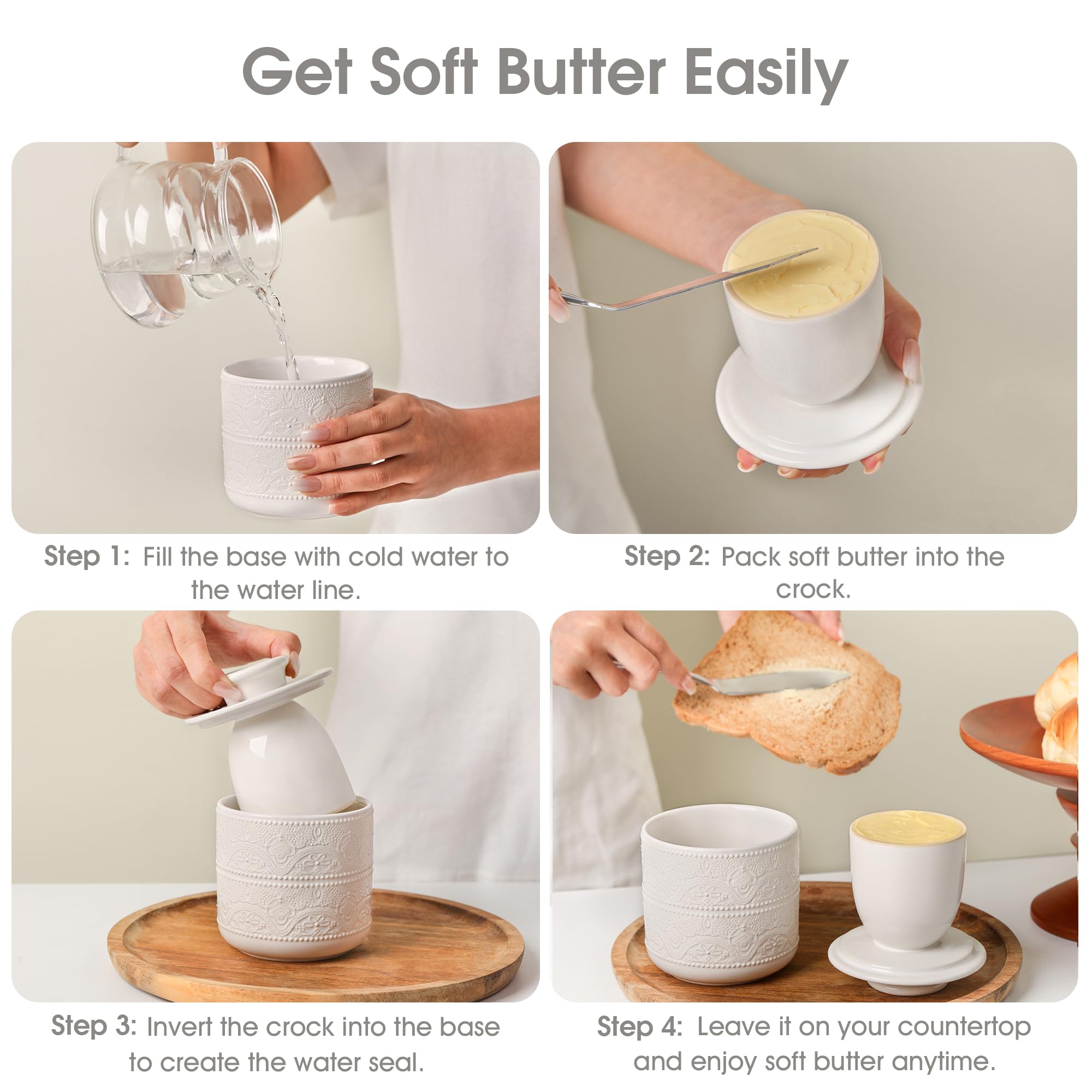 FE FUN ELEMENTS Butter Crock mantequilla untada suave, experiencia agradable