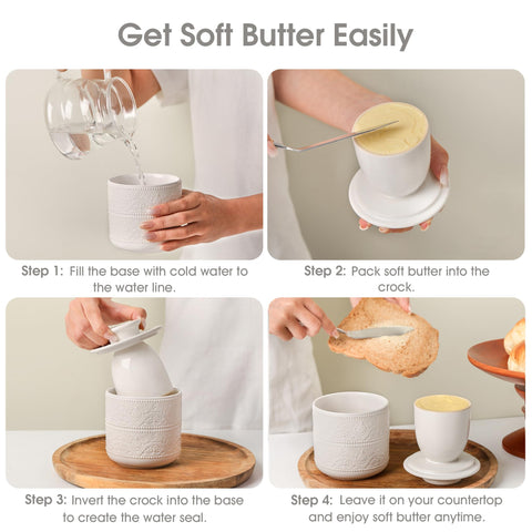 FE FUN ELEMENTS Butter Crock mantequilla untada suave, experiencia agradable