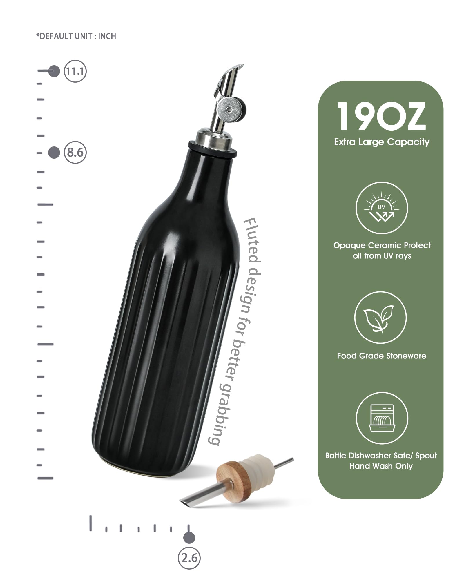 FE FUN ELEMENTS dispensador aceite oliva con boquilla madera facilita un vertido suave.