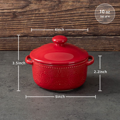 FE FUN ELEMENTS mini cocotte rojas listas para sopa francesa o postre.
