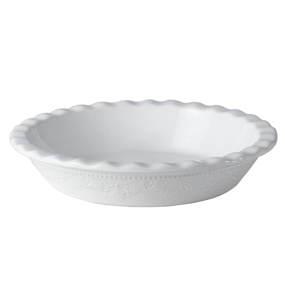 FE FUN ELEMENTS molde tarta ceramica 9 pulgadas blanco brillante, horneado uniforme.