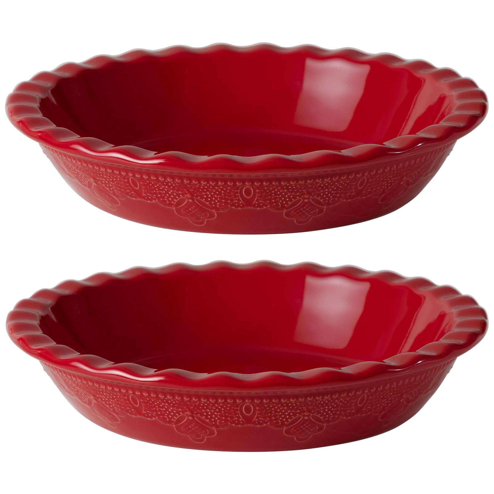 Pie pan FE FUN ELEMENTS de 9 pulgadas en cerámica para hornear uniforme.