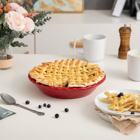 Pie pan FE FUN ELEMENTS profundo con relieve de encaje para presentación elegante.