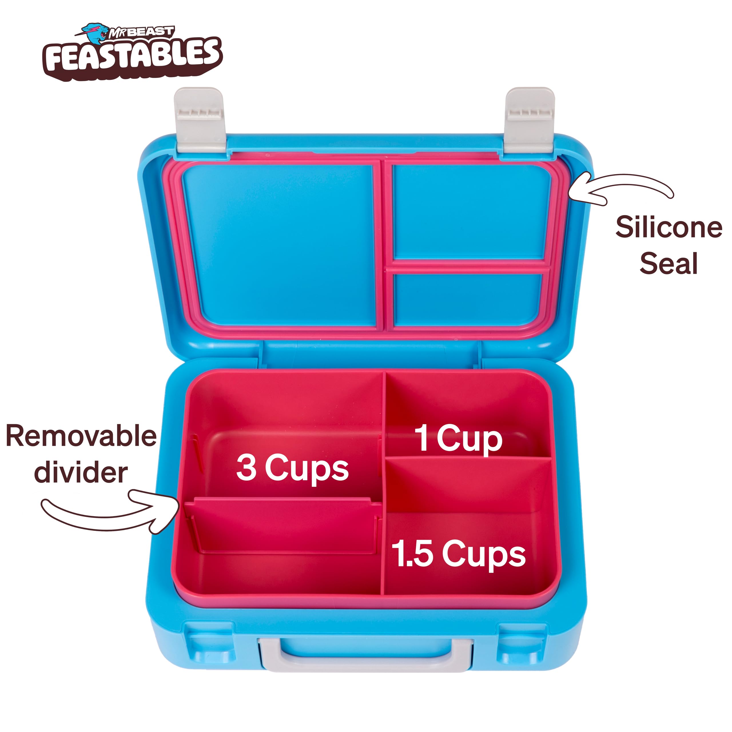 Feastables Mr Beast lonchera bandeja removible apta para lavavajillas y microondas