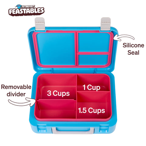 Feastables Mr Beast lonchera bandeja removible apta para lavavajillas y microondas