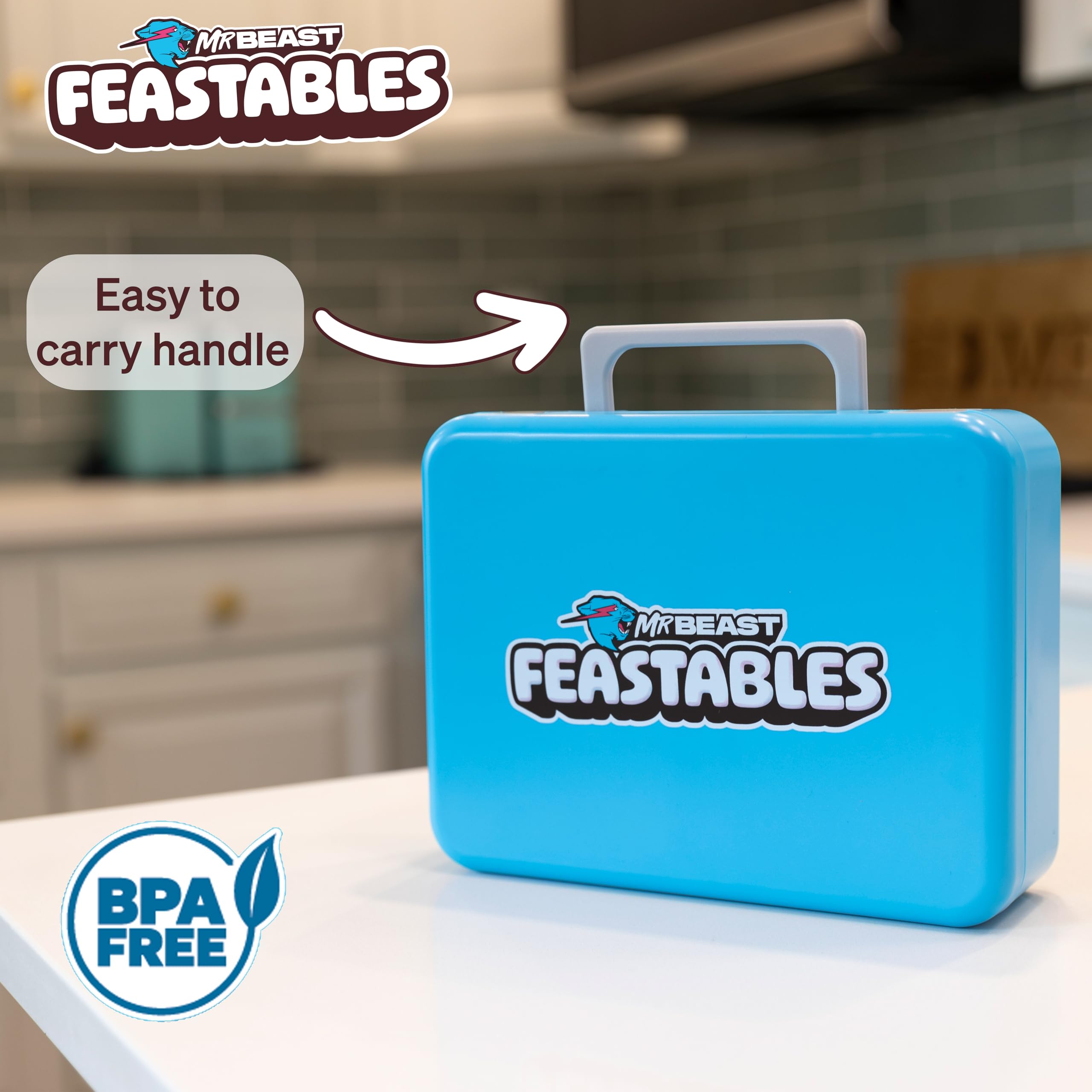 Feastables Mr Beast lonchera cierre seguro evita derrames en movimiento