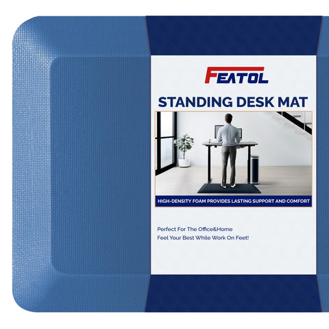 FEATOL alfombrilla antifatiga para escritorio con soporte ergonómico en azul