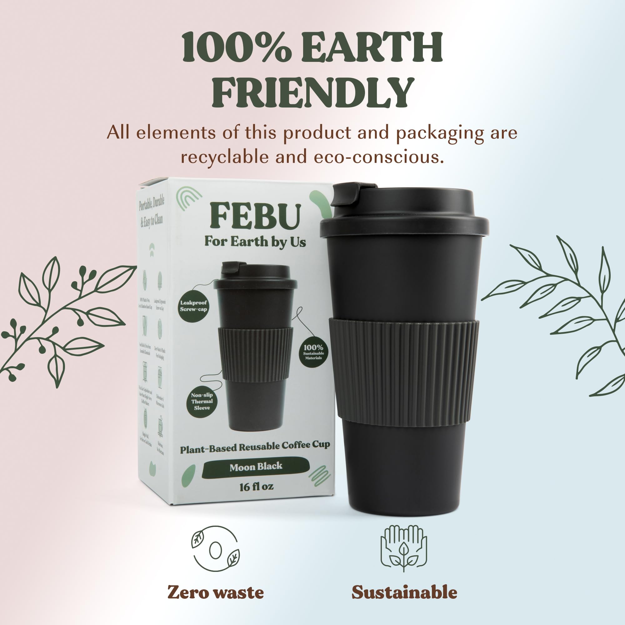 FEBU sin plastico, opcion sostenible para bebidas.