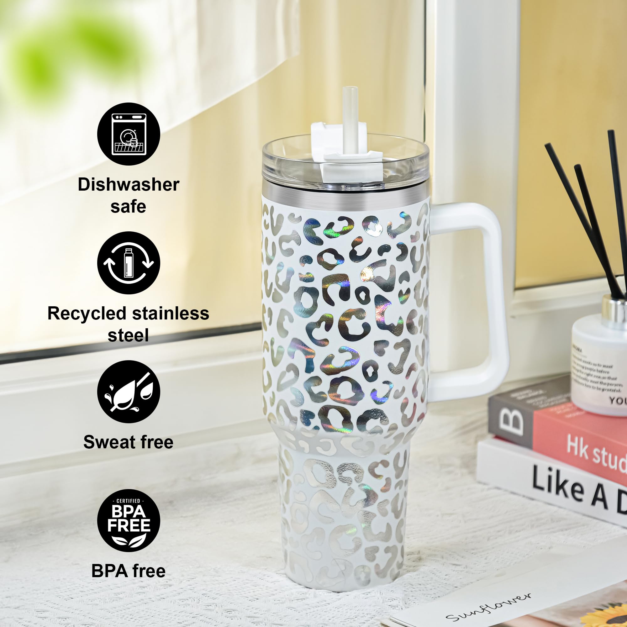 FECBK 40 onzas tumbler con diseño ergonómico para sostener durante horas.